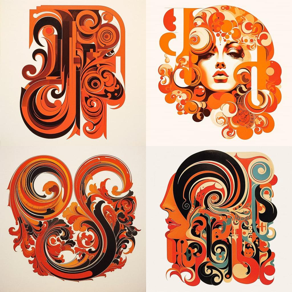 Herb Lubalin style, Midjourney V5.2, render 1 of 4