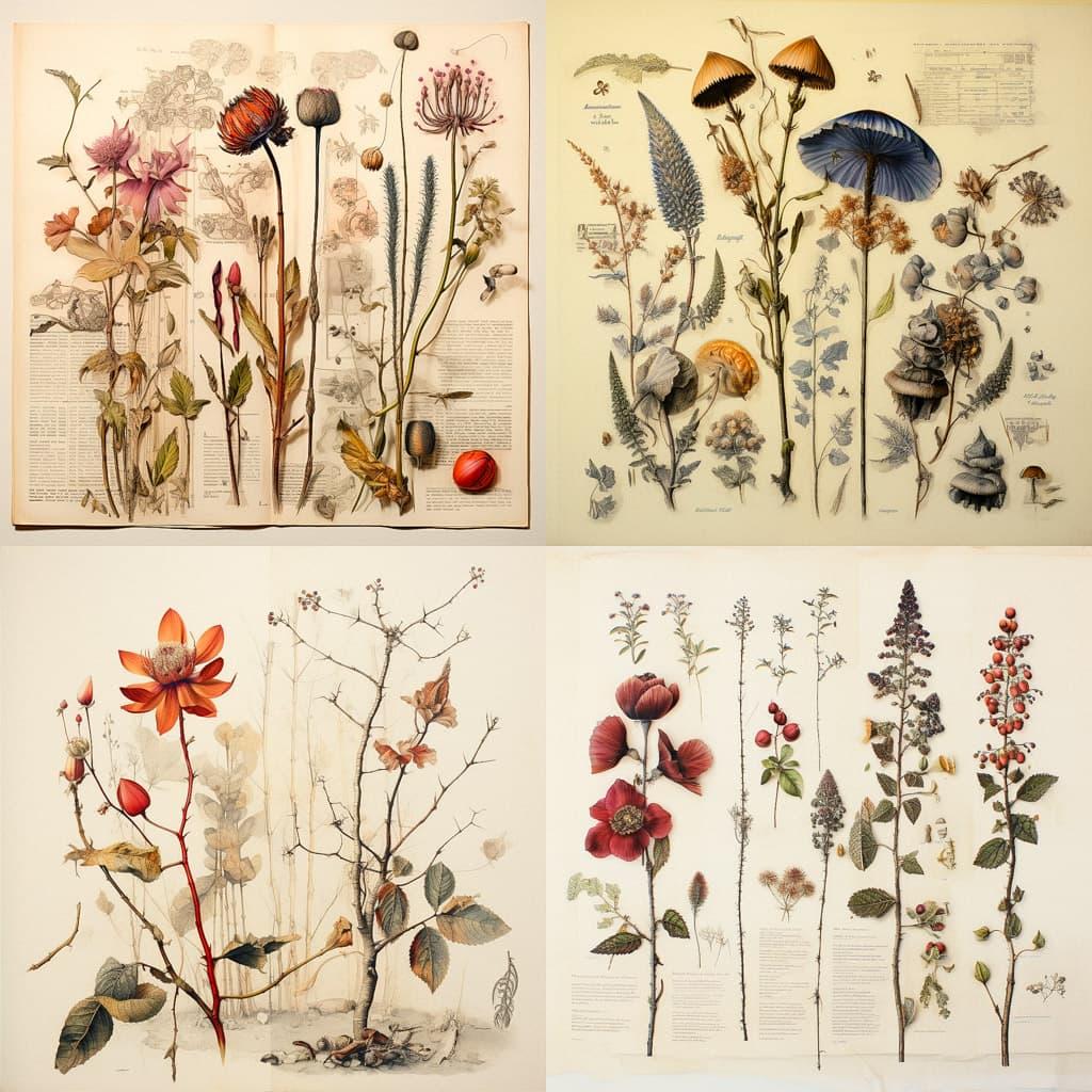 Herbarium style, Midjourney V5.2, render 1 of 4