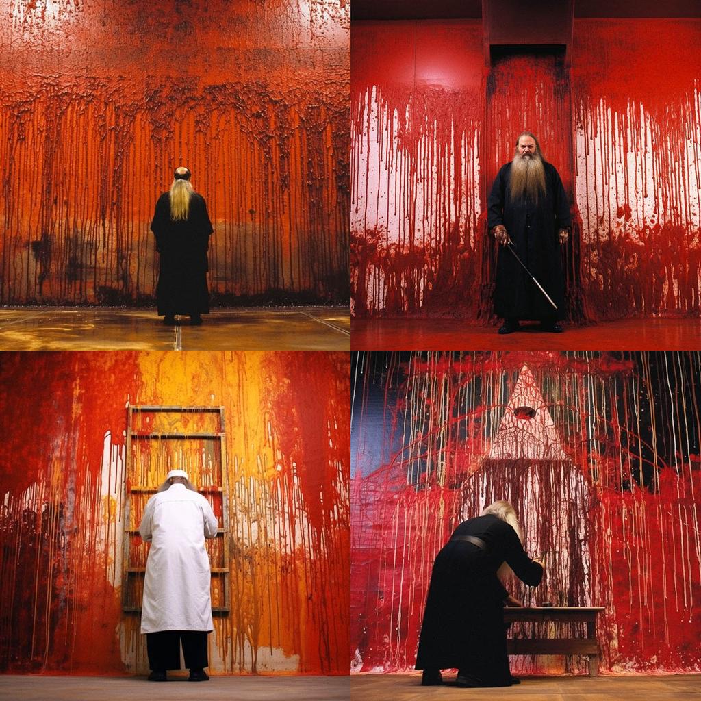 Hermann Nitsch style, Midjourney V5.2, render 1 of 4