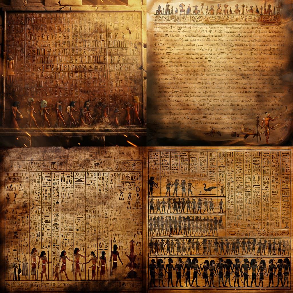 Hieratic script style, Midjourney V5.2, render 1 of 4