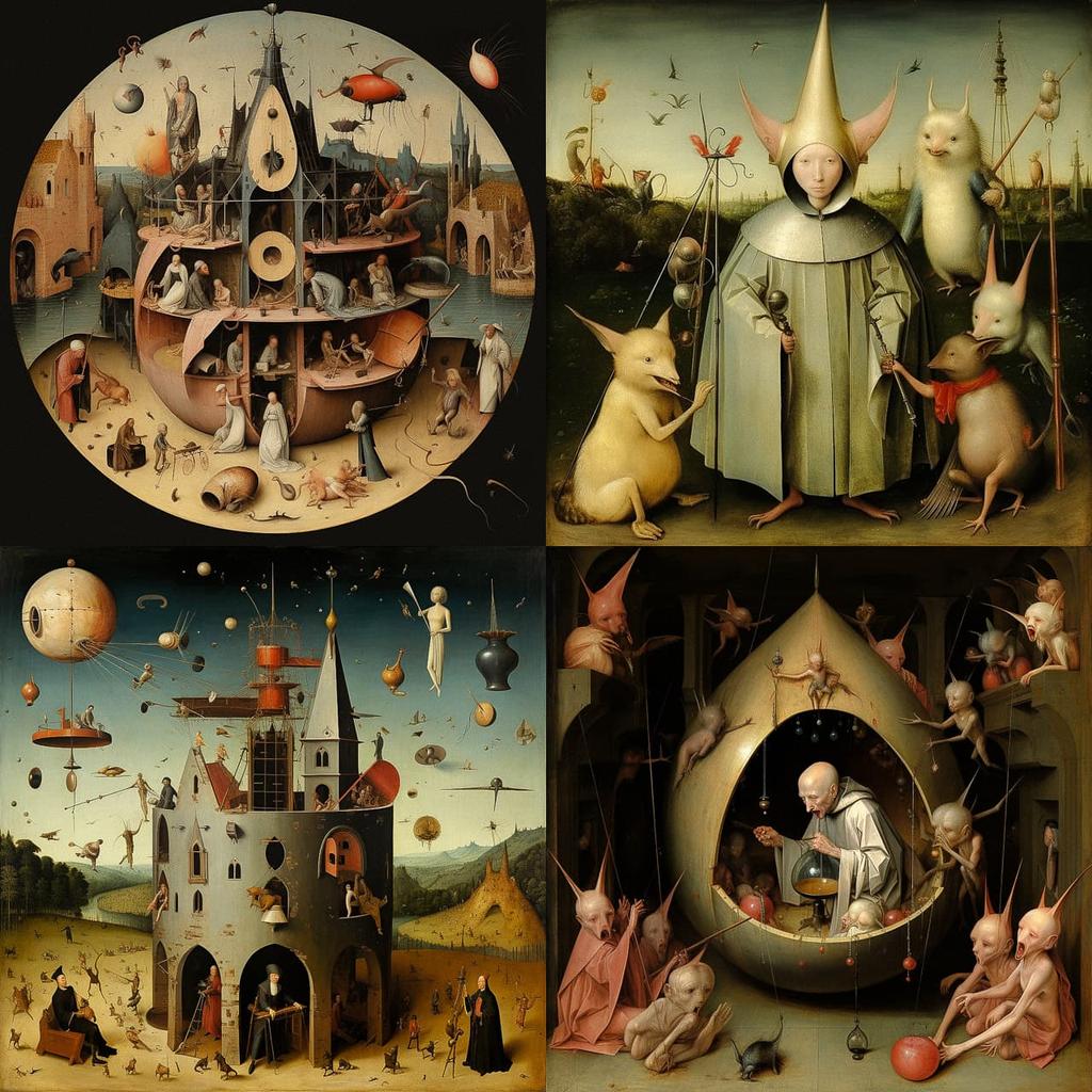 Hieronymus Bosch style, Midjourney V5.2, render 1 of 4
