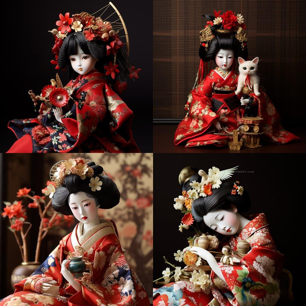 Hina doll style, Midjourney V5.2, render 1 of 4