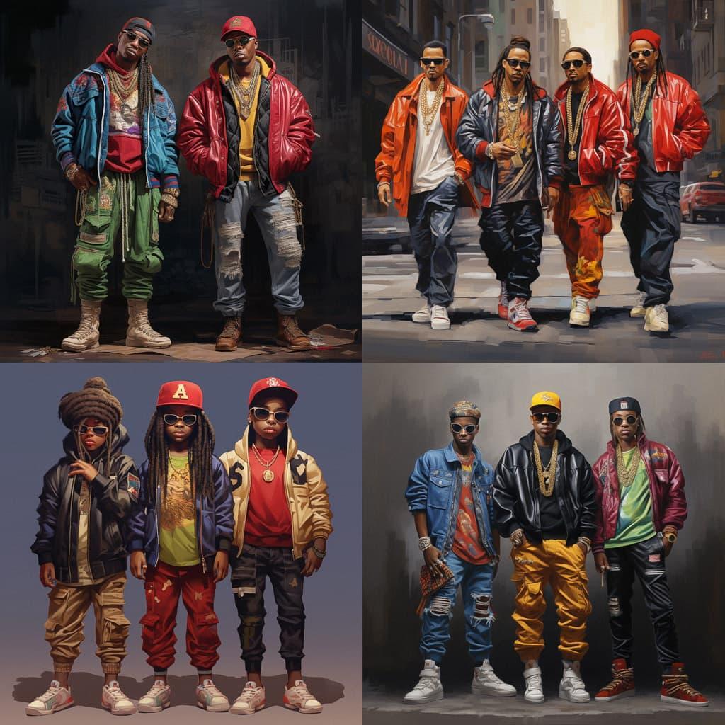 Hip Hop fashion style, Midjourney V5.2, render 1 of 4