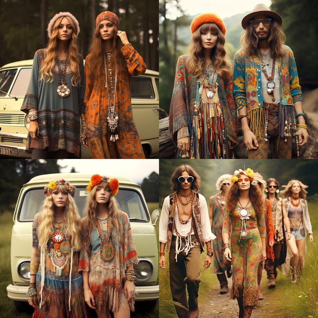 Hippie fashion style, Midjourney V5.2, render 1 of 4