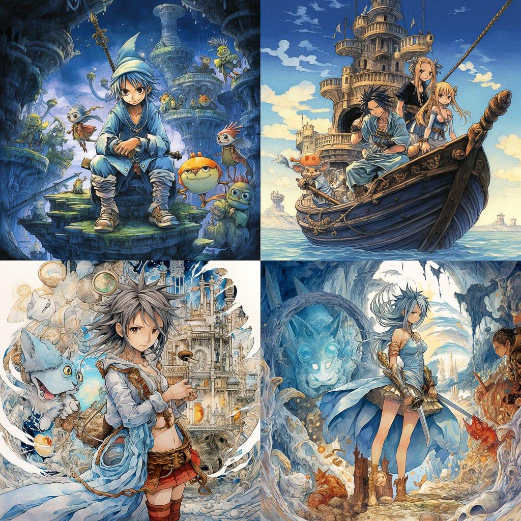 Hiro Mashima style, Midjourney V5.2, render 1 of 4