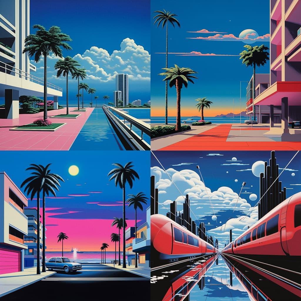 Hiroshi Nagai style, Midjourney V5.2, render 1 of 4