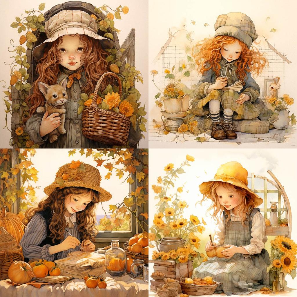 Holly Hobbie style, Midjourney V5.2, render 1 of 4