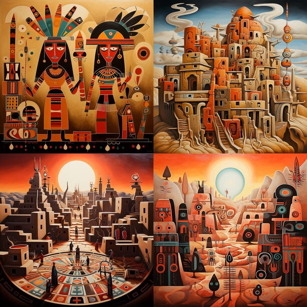 Hopi art style, Midjourney V5.2, render 1 of 4