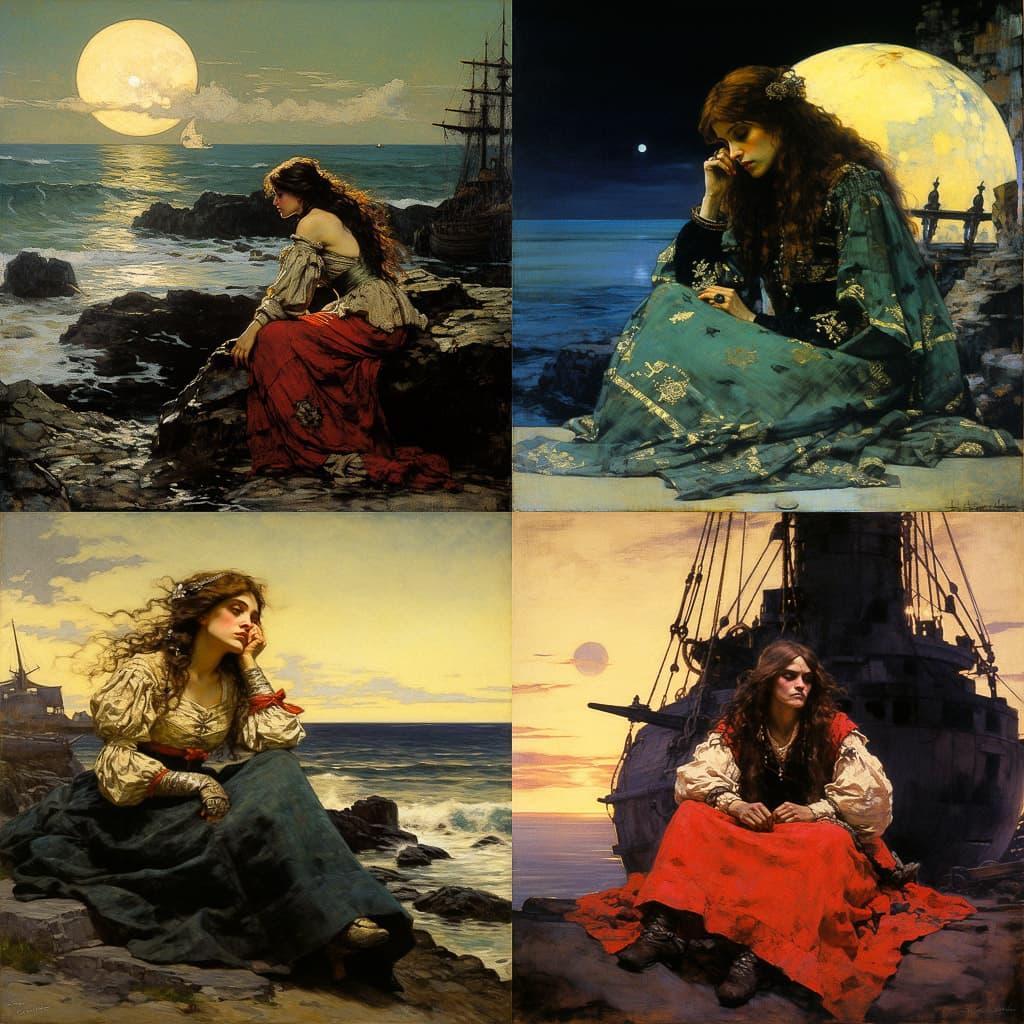Howard Pyle style, Midjourney V5.2, render 1 of 4