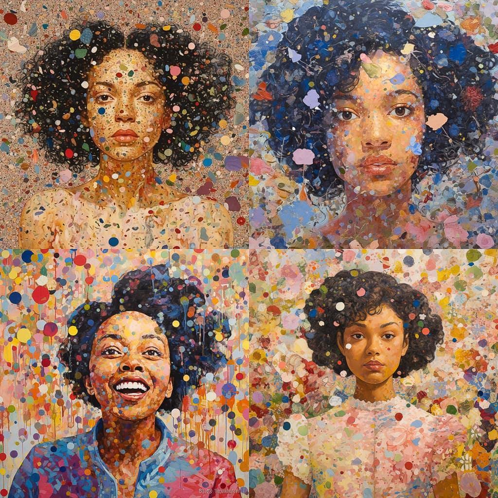 Howardena Pindell style, Midjourney V5.2, render 1 of 4