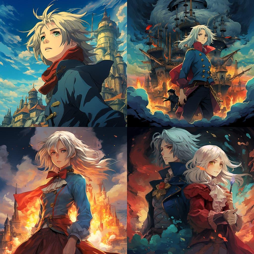 Howl's Moving Castle style, Midjourney V5.2, render 1 of 4