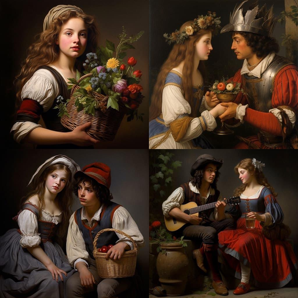 Hugues Merle style, Midjourney V5.2, render 1 of 4