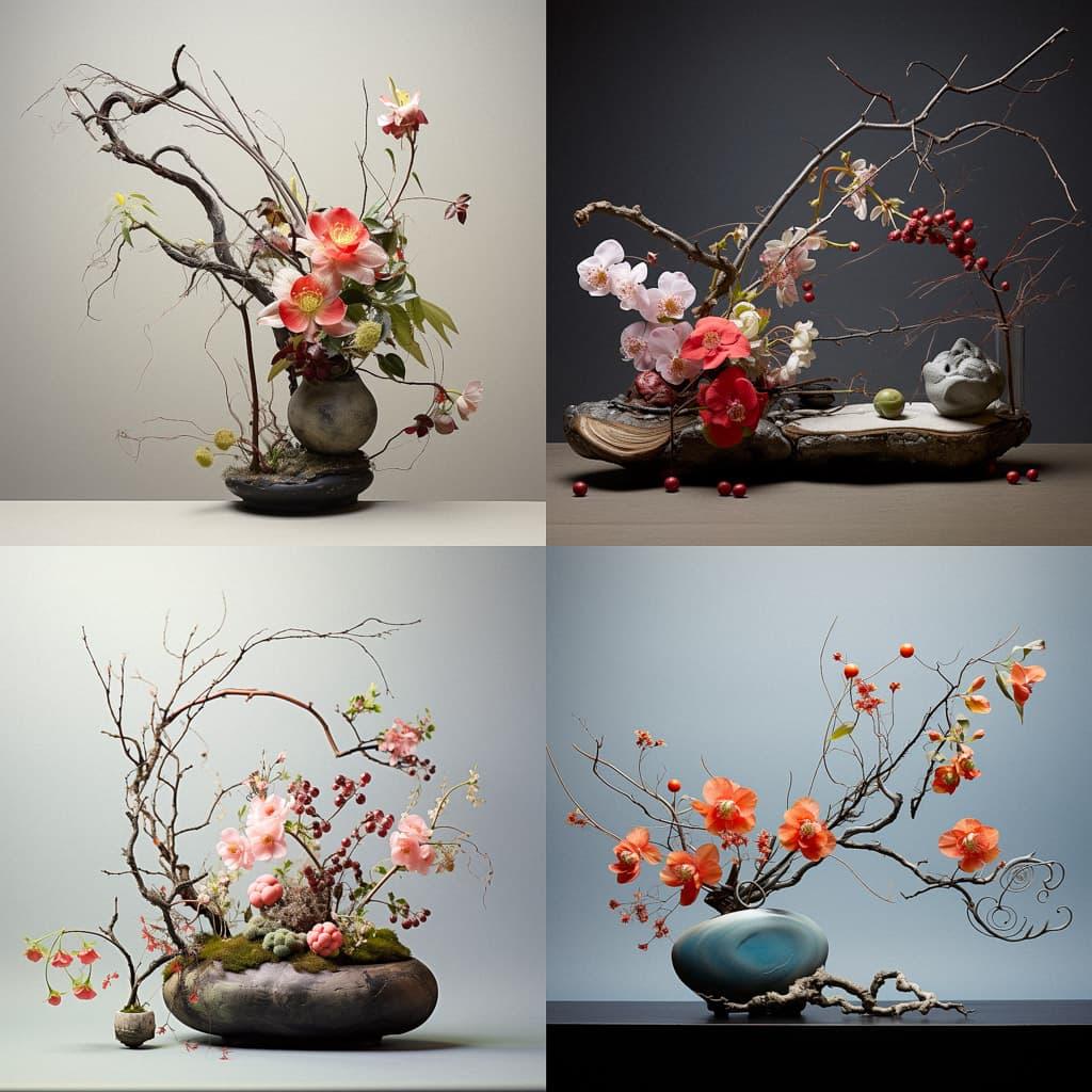 Ikebana style, Midjourney V5.2, render 1 of 4