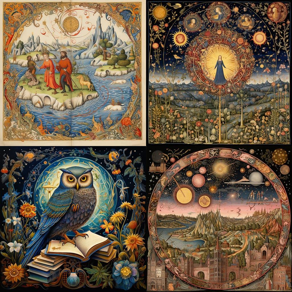 Illuminated manuscript style, Midjourney V5.2, render 1 of 4