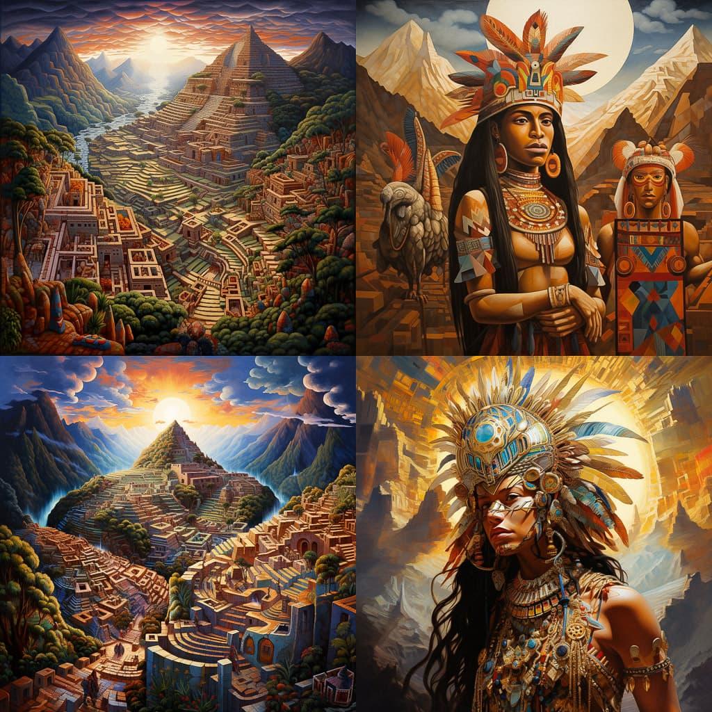 Inca art style, Midjourney V5.2, render 1 of 4