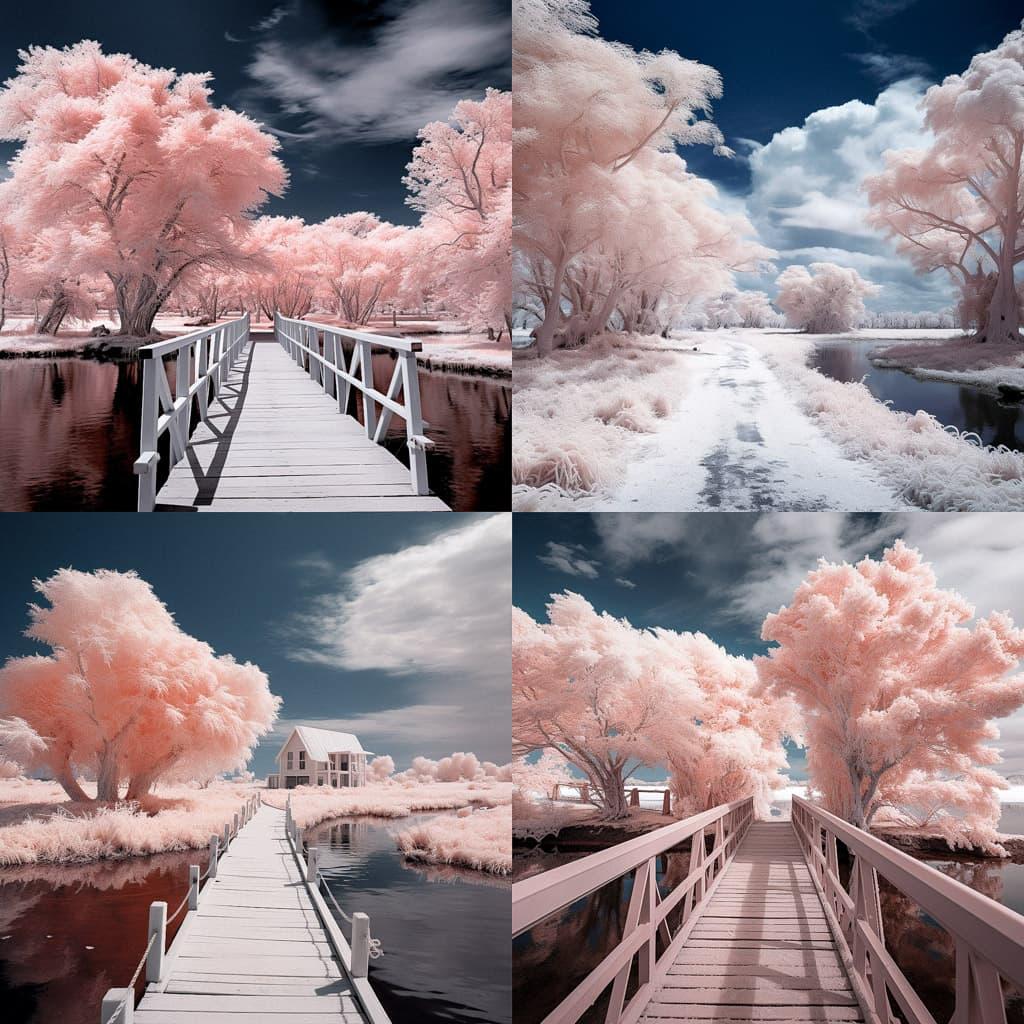 Infrared photography style, Midjourney V5.2, render 1 of 4