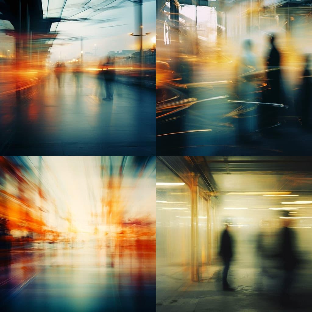 Intentional camera movement style, Midjourney V5.2, render 1 of 4