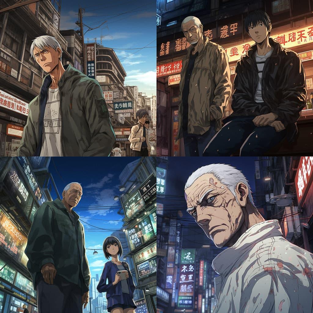 Inuyashiki style, Midjourney V5.2, render 1 of 4