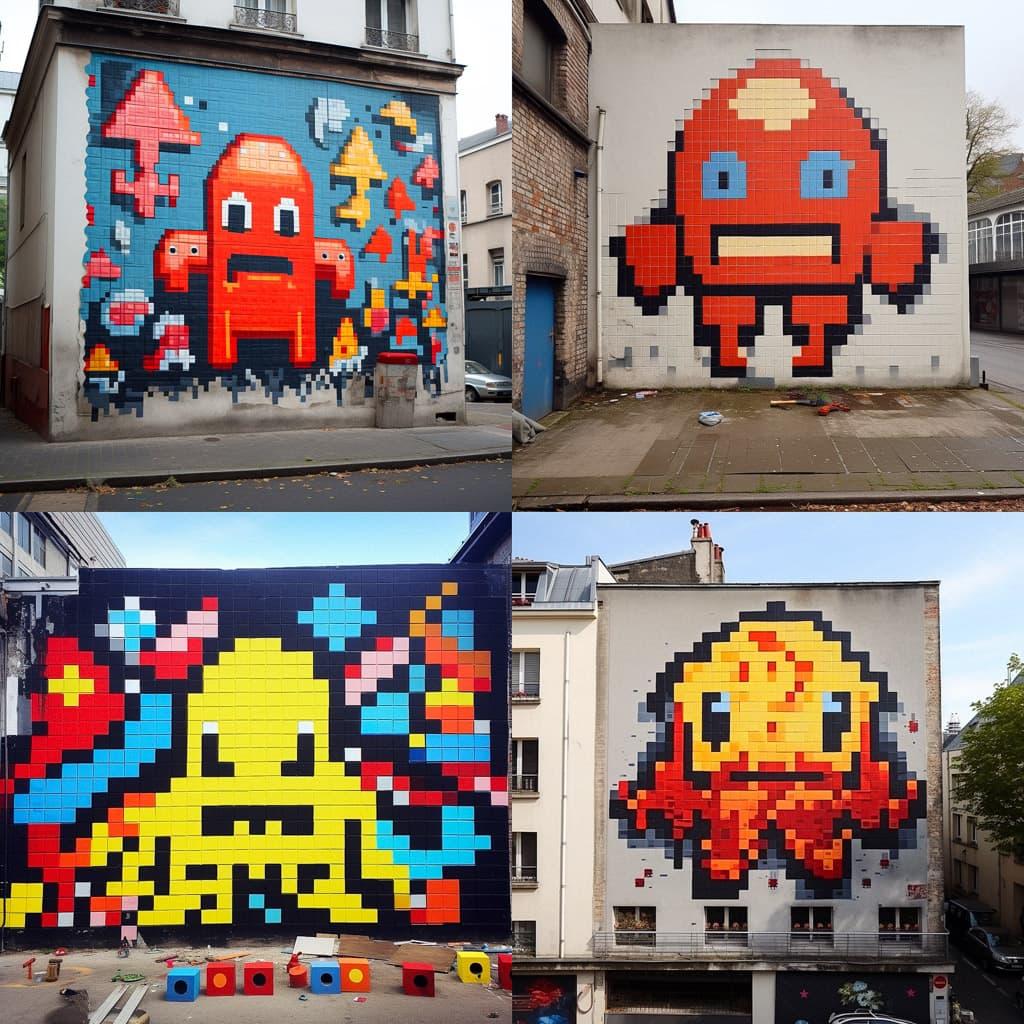 Invader style, Midjourney V5.2, render 1 of 4