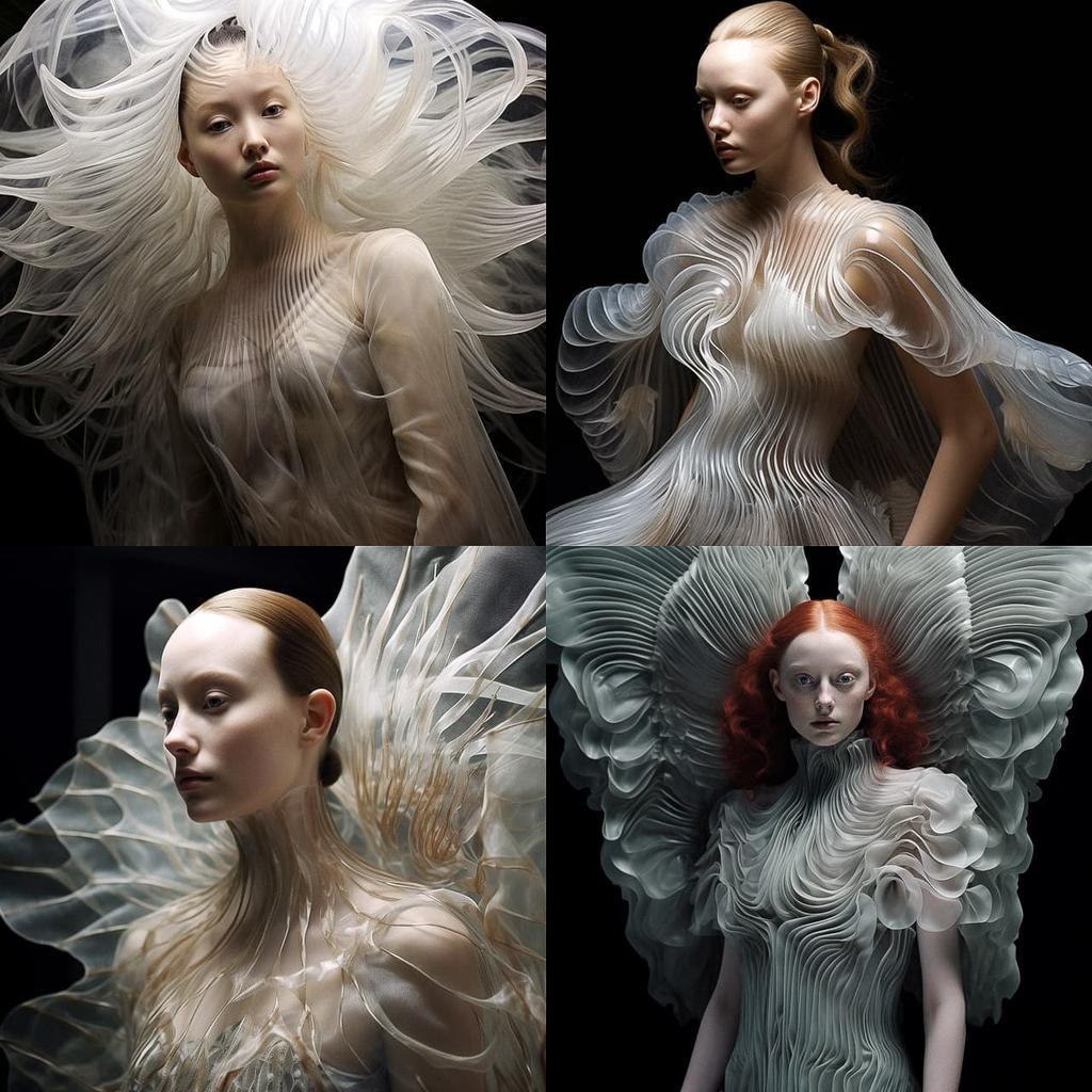 Iris van Herpen style, Midjourney V5.2, render 1 of 4