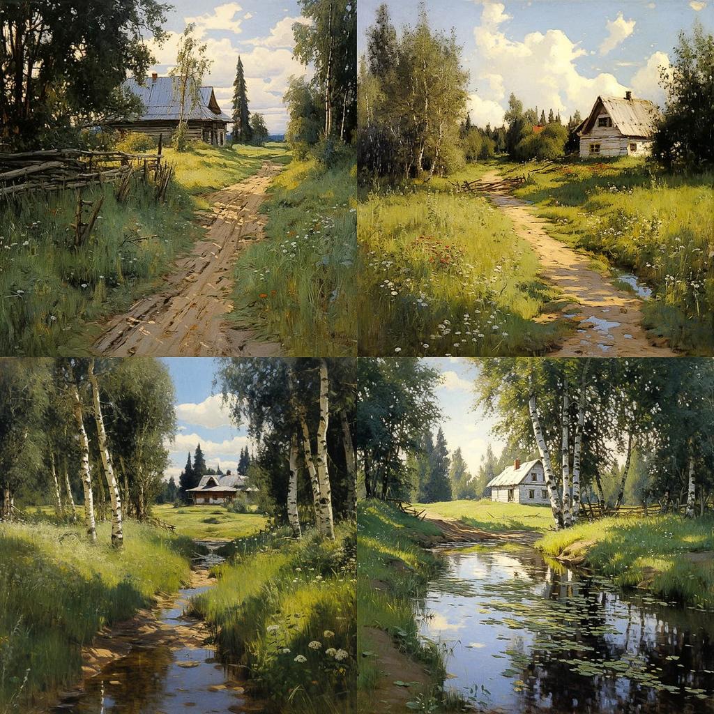 Isaac Levitan style, Midjourney V5.2, render 1 of 4