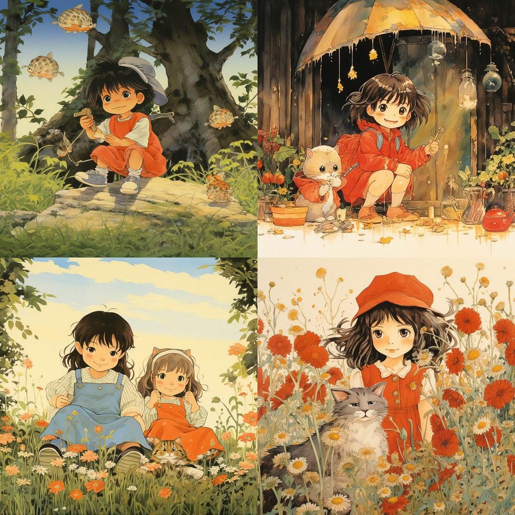 Isao Takahata style, Midjourney V5.2, render 1 of 4