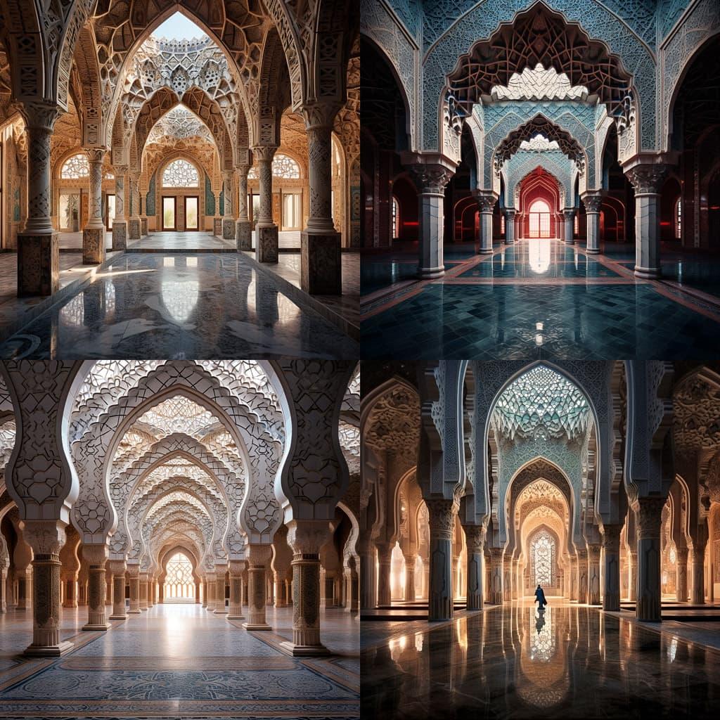 Islamic architecture style, Midjourney V5.2, render 1 of 4