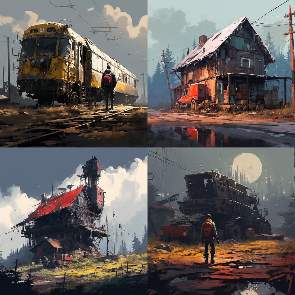 Ismail Inceoglu style, Midjourney V5.2, render 1 of 4
