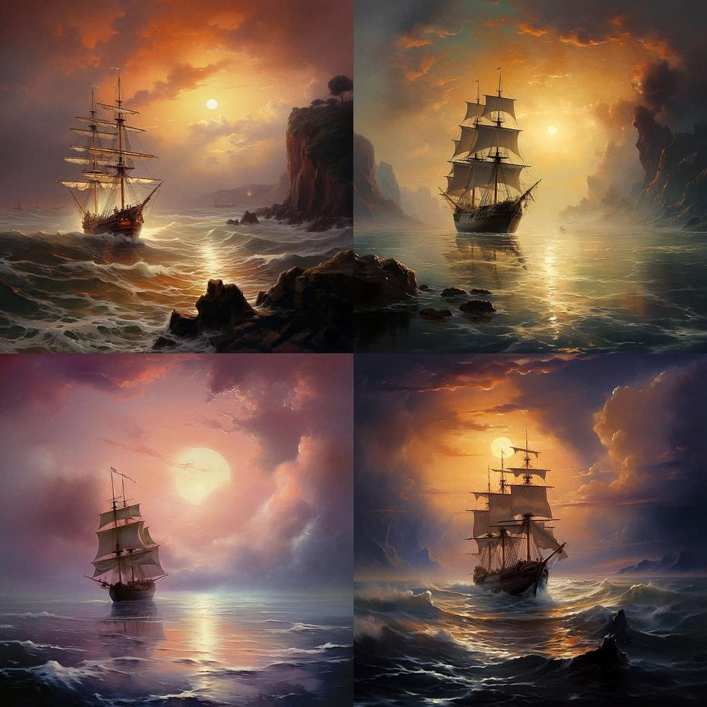 Ivan Aivazovsky style, Midjourney V5.2, render 1 of 4