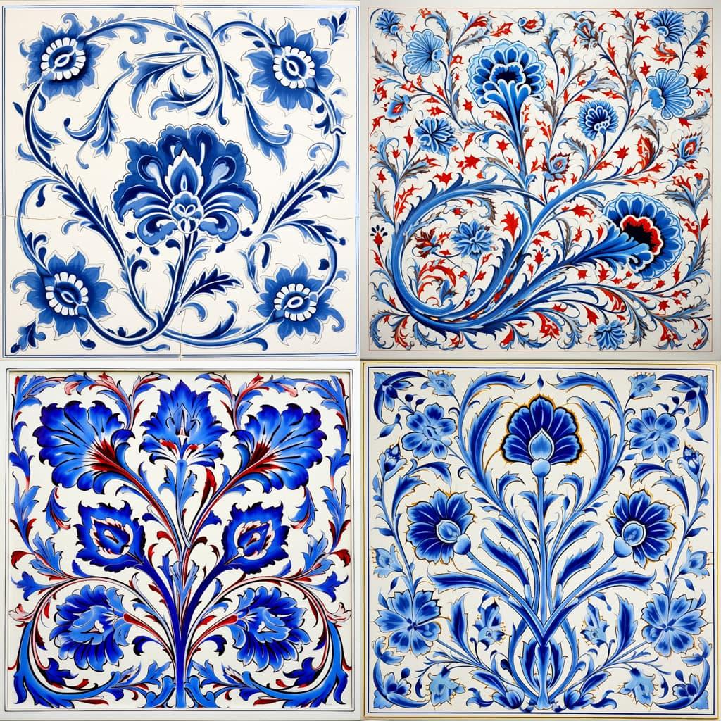 Iznik tiles style, Midjourney V5.2, render 1 of 4