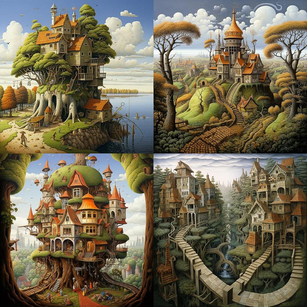 Jacek Yerka style, Midjourney V5.2, render 1 of 4