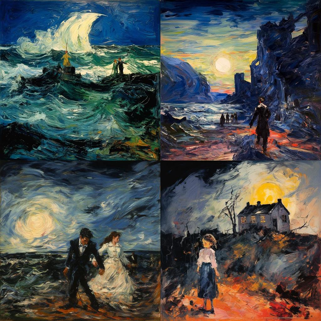 Jack Butler Yeats style, Midjourney V5.2, render 1 of 4