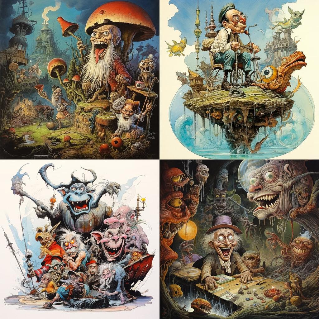 Jack Davis style, Midjourney V5.2, render 1 of 4