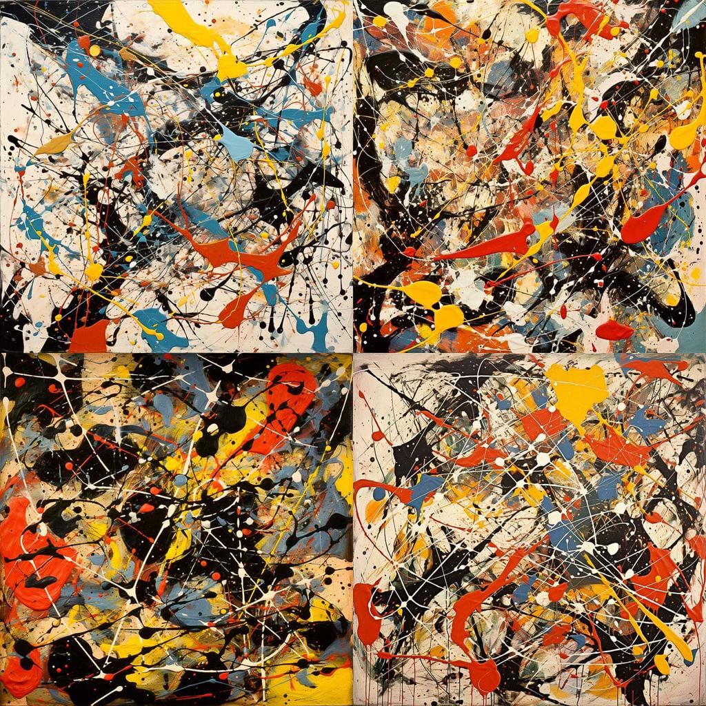 Jackson Pollock style, Midjourney V5.2, render 1 of 4