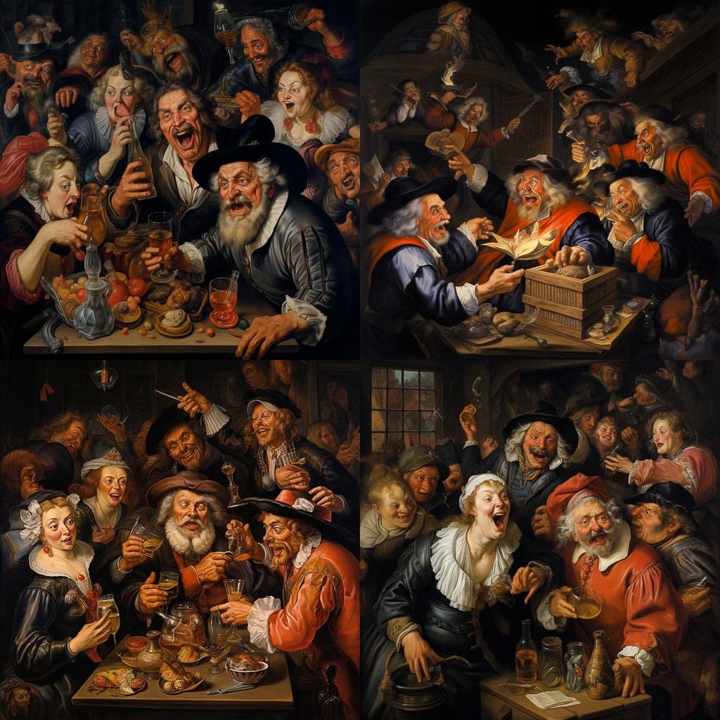 Jacob Jordaens style, Midjourney V5.2, render 1 of 4