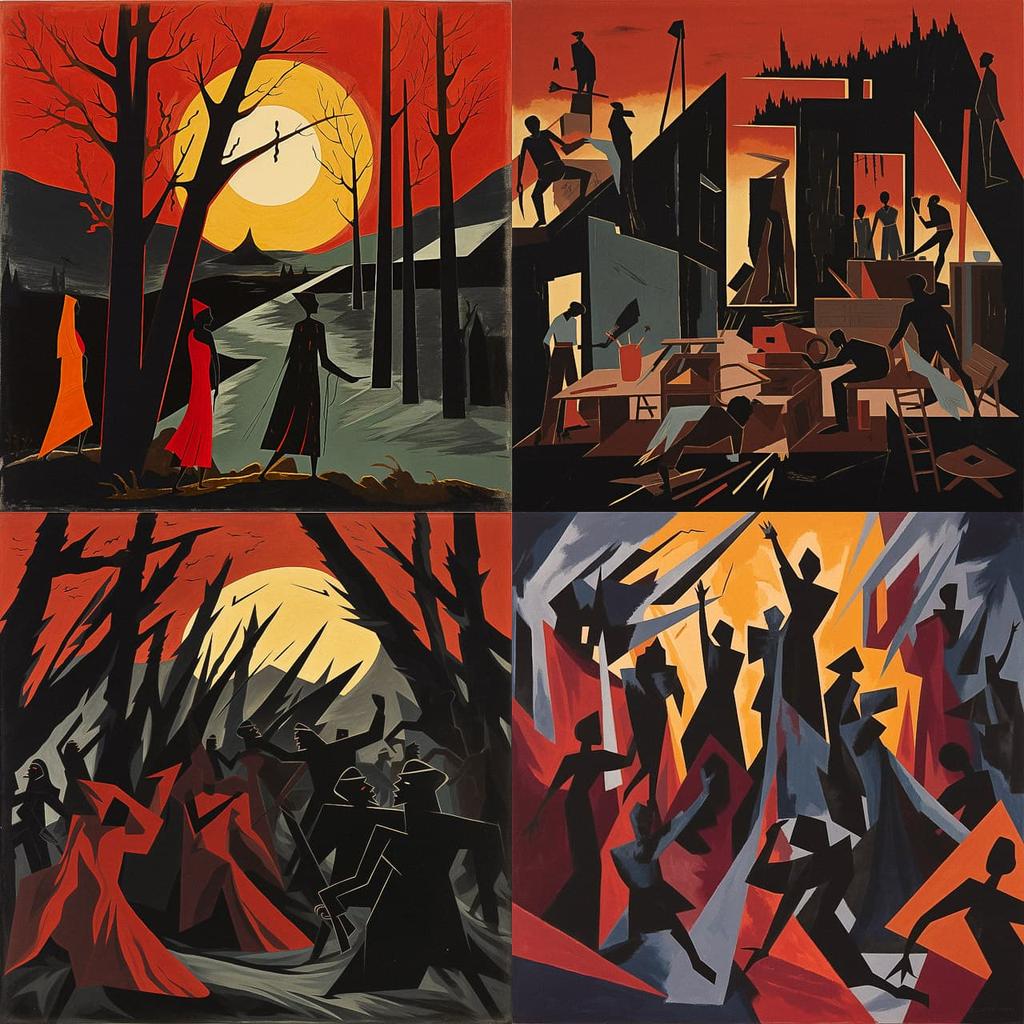 Jacob Lawrence style, Midjourney V5.2, render 1 of 4