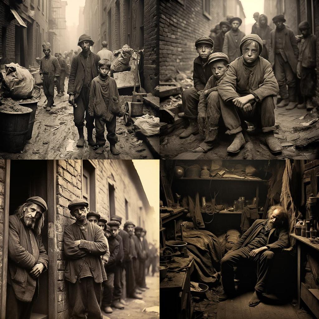 Jacob Riis style, Midjourney V5.2, render 1 of 4