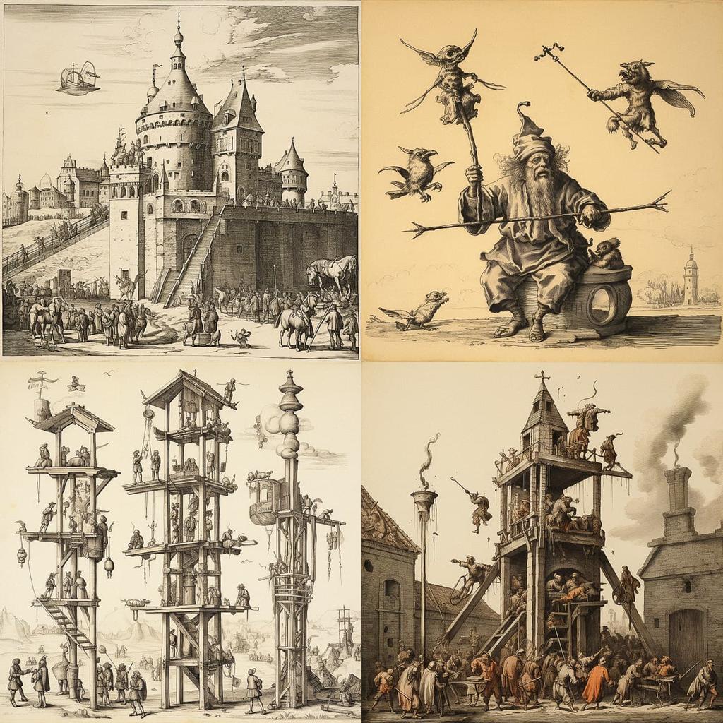 Jacques Callot style, Midjourney V5.2, render 1 of 4