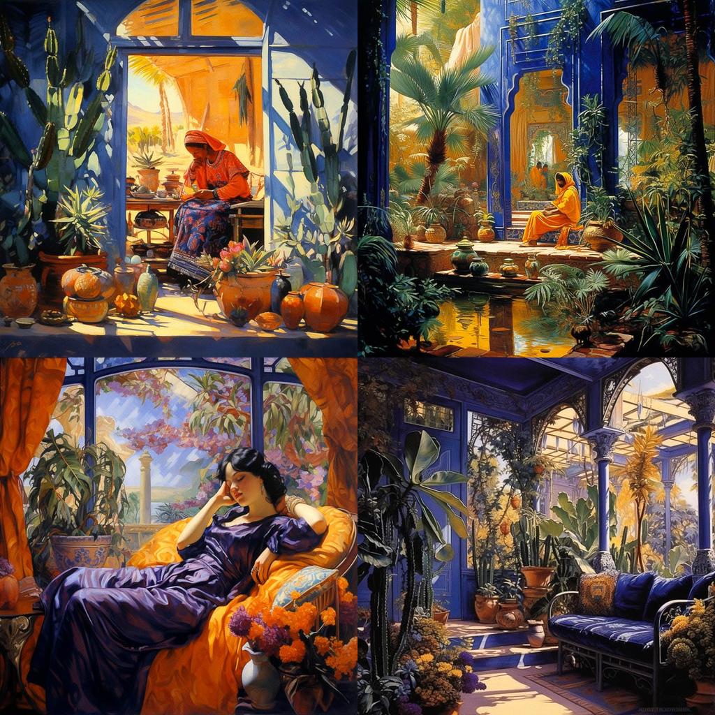 Jacques Majorelle style, Midjourney V5.2, render 1 of 4