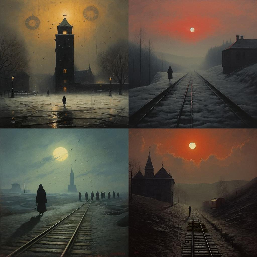 Jakub Schikaneder style, Midjourney V5.2, render 1 of 4