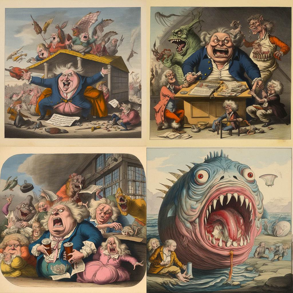 James Gillray style, Midjourney V5.2, render 1 of 4