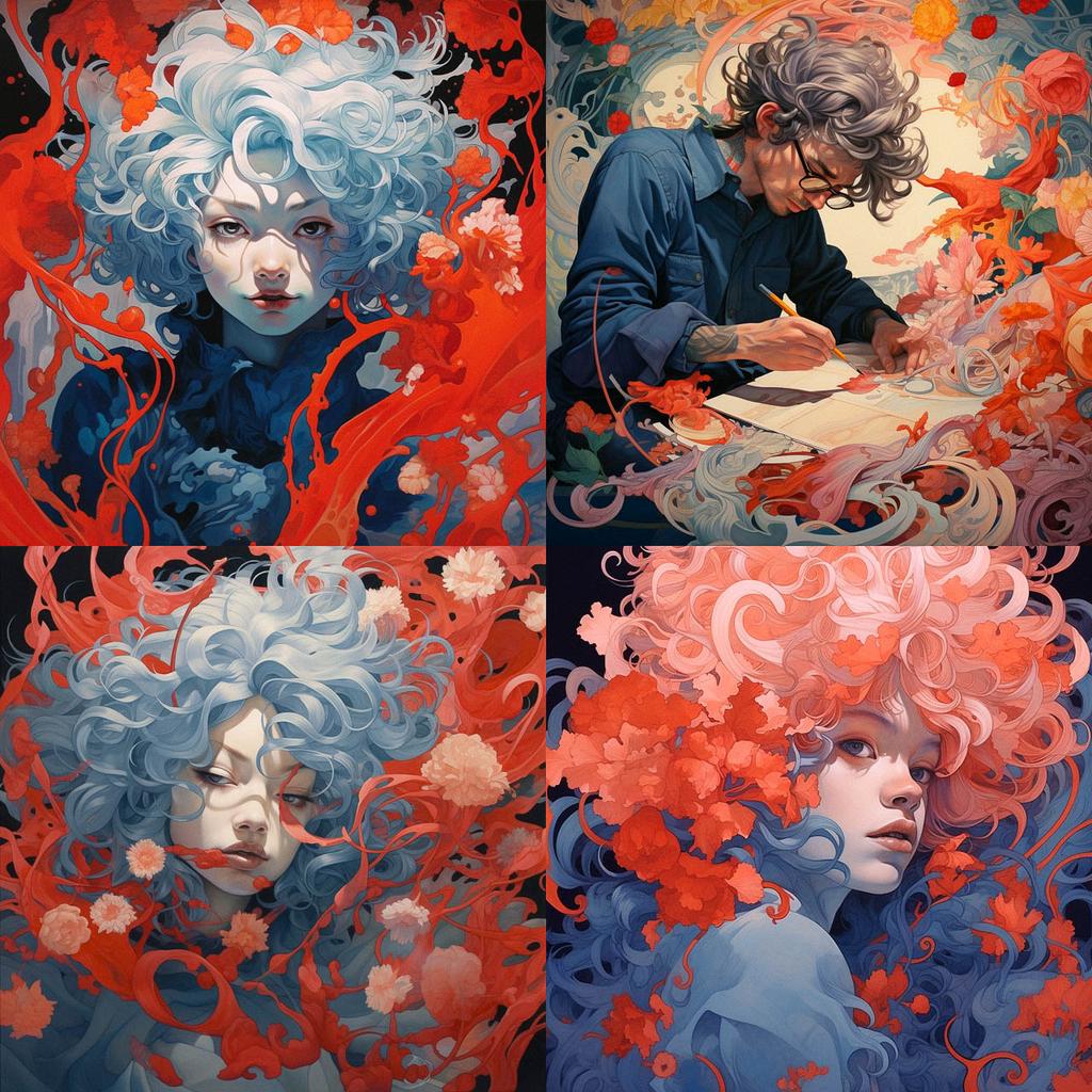 James Jean style, Midjourney V5.2, render 1 of 4
