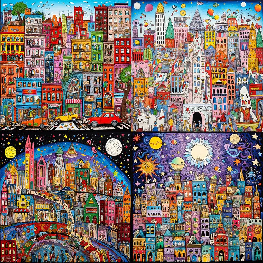 James Rizzi style, Midjourney V5.2, render 1 of 4
