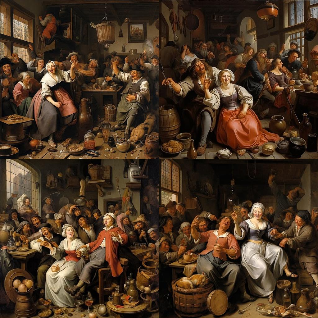 Jan Steen style, Midjourney V5.2, render 1 of 4
