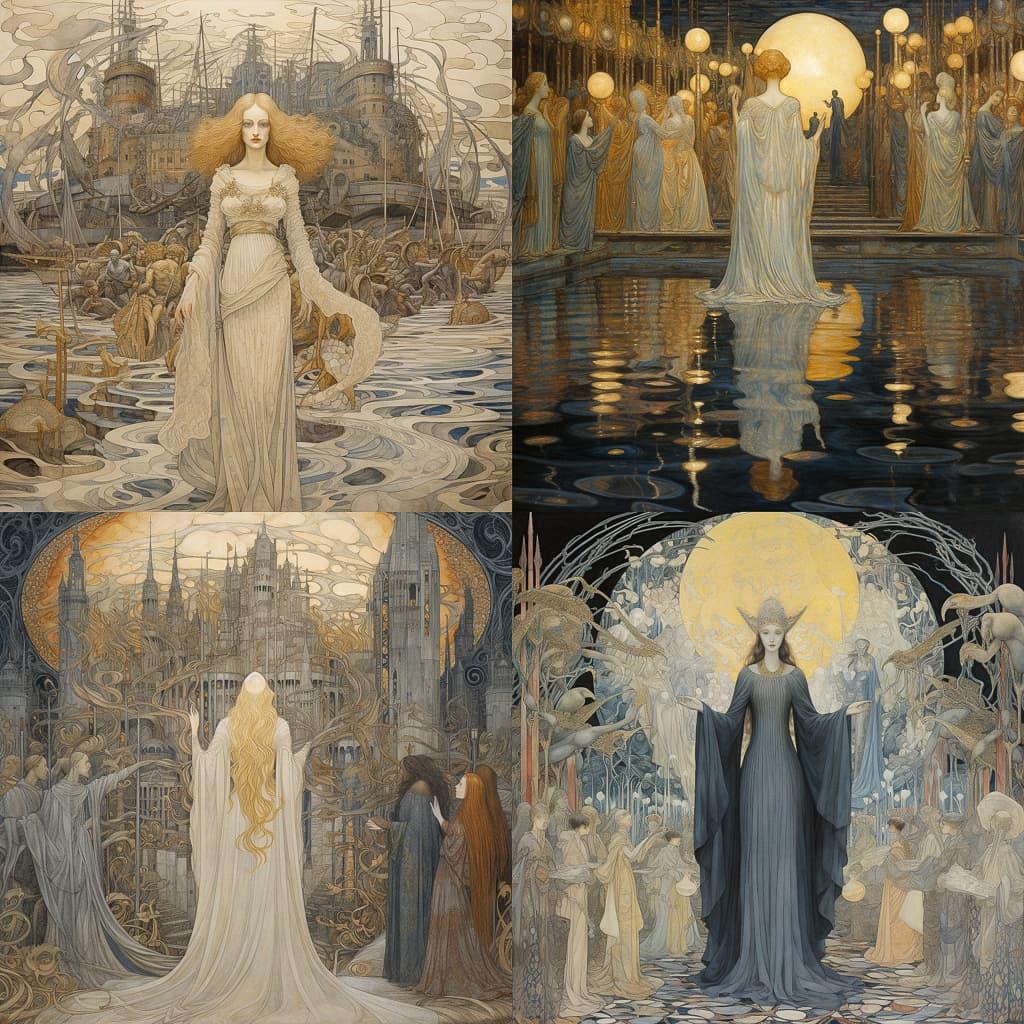 Jan Toorop style, Midjourney V5.2, render 1 of 4