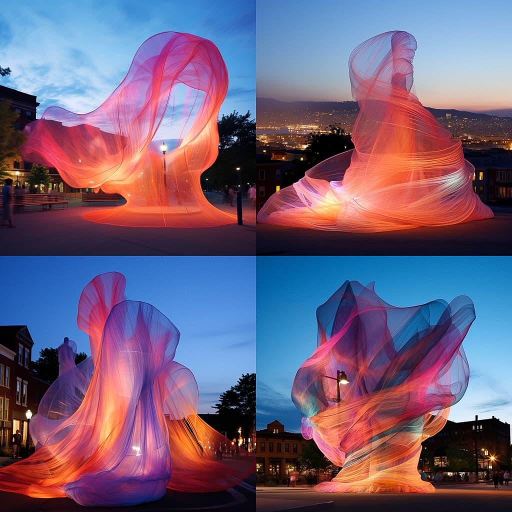 Janet Echelman style, Midjourney V5.2, render 1 of 4