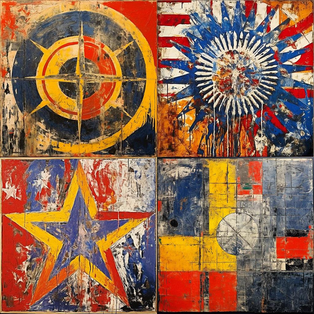 Jasper Johns style, Midjourney V5.2, render 1 of 4