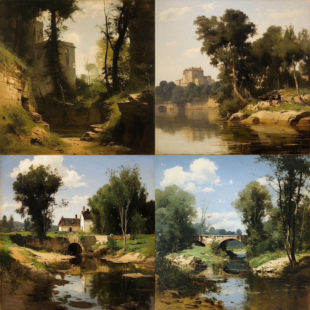 Jean-Baptiste Corot style, Midjourney V5.2, render 1 of 4