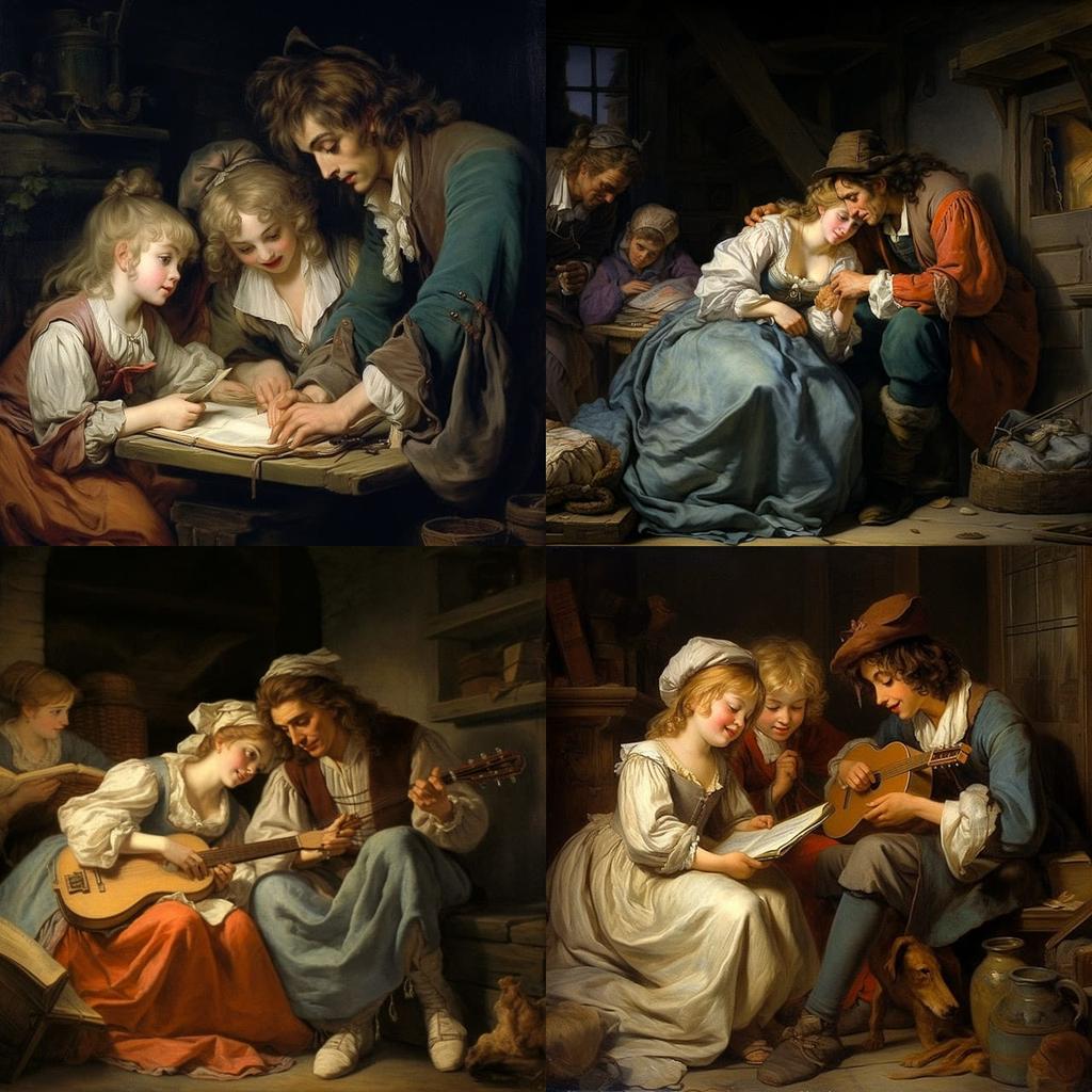 Jean-Baptiste Greuze style, Midjourney V5.2, render 1 of 4