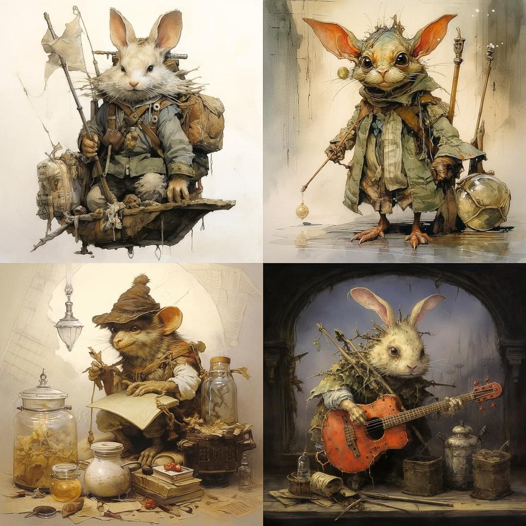 Jean-Baptiste Monge style, Midjourney V5.2, render 1 of 4